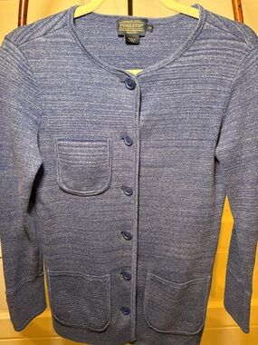 Pendleton Blue Knit Cardigan Crewneck Button Front Classic XS
